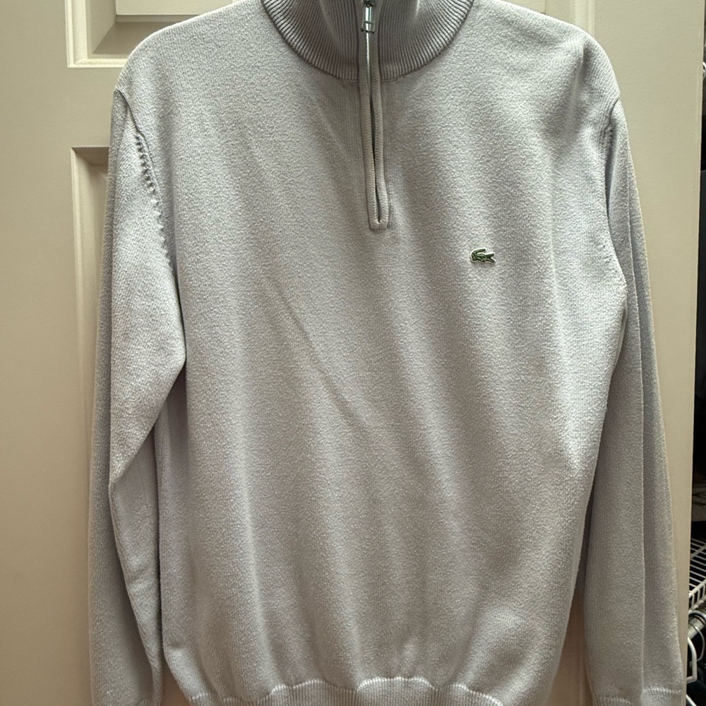 Vintage Lacoste Men's light blue quarter 1/4 -Zip Sweater